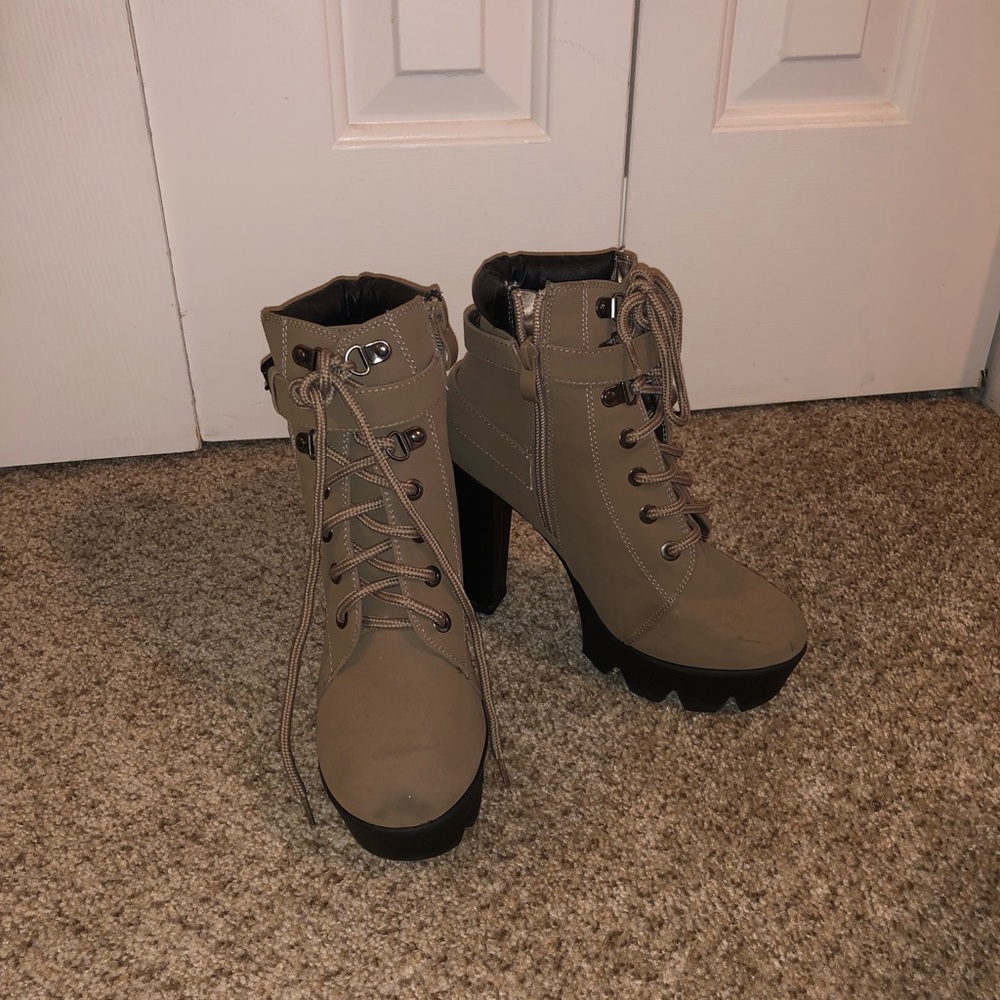 Taupe heeled boots